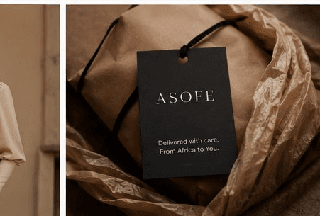 Asofe wrapped package with hang tag